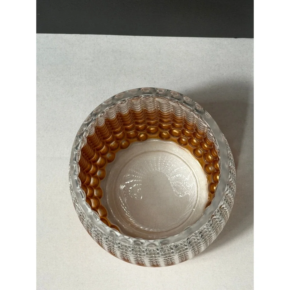 Textured Hobnail Glass Vase Metallic Copper Clear Ombre Decorative Vessel
